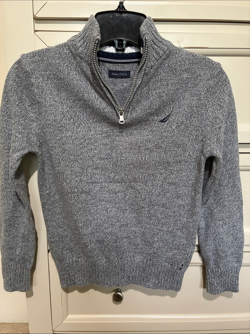 Nautica Boys Kids Heather Gray Quarter Zip Knit Sweater Boy Size 6/Large